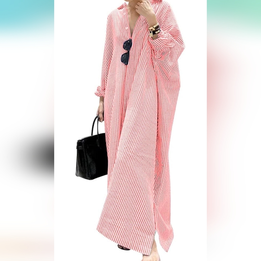 Chic Striped Pink Maxi Dress